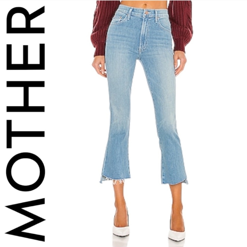 MOTHER The Insider Crop Step Fray Flared Leg Jeans in Hold My Hand Size 26